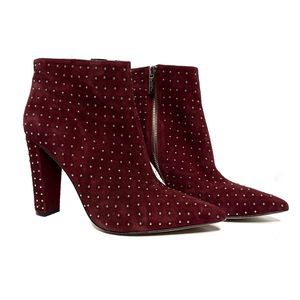 Zoe Wittner Design red studded suede leather boots